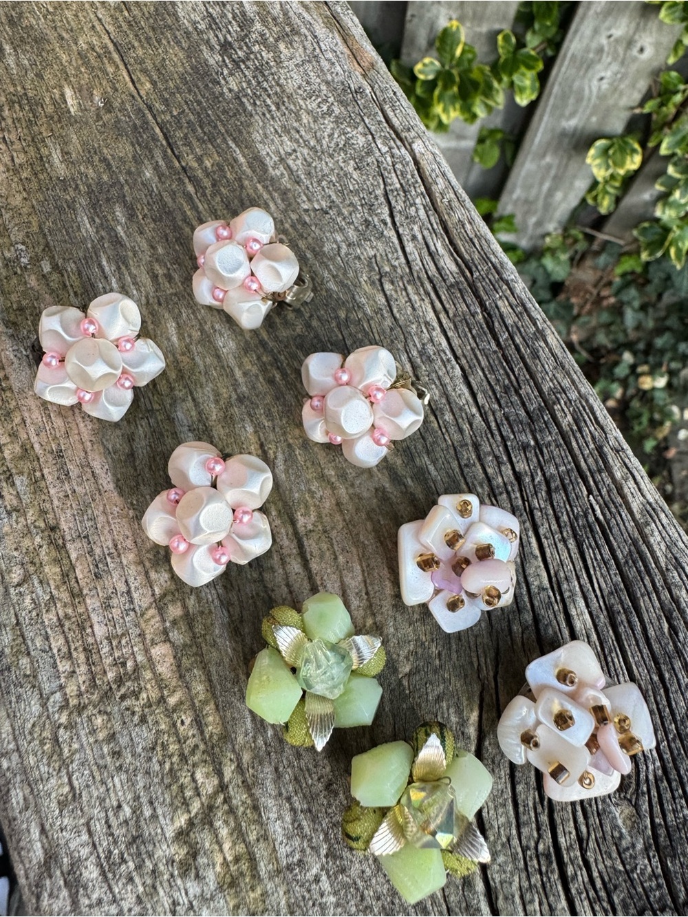 Vintage Clip On Pastel Cluster Earrings 1960’s for wear or craft